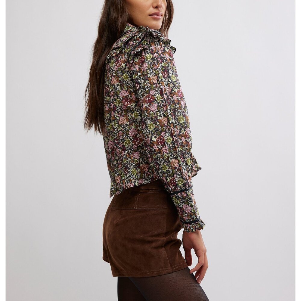 🎉LAST CHANCE🎉 FREE PEOPLE Printed Daybreak Blouse / Black Combo - Picture 8 of 12